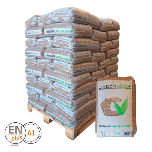 Pellet Carbón Verde-1 palet de 88 sacos de 15 kg
