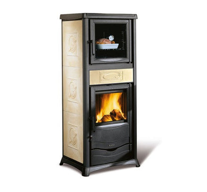ROSSELLA PLUS FORNO.16 CERAMICA - Estufa canalizada con horno leña - La Nordica-Extraflame