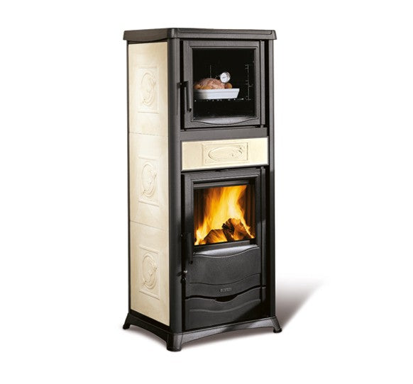 ROSSELLA PLUS FORNO.16 CERAMICA - Estufa canalizada con horno leña - La Nordica-Extraflame